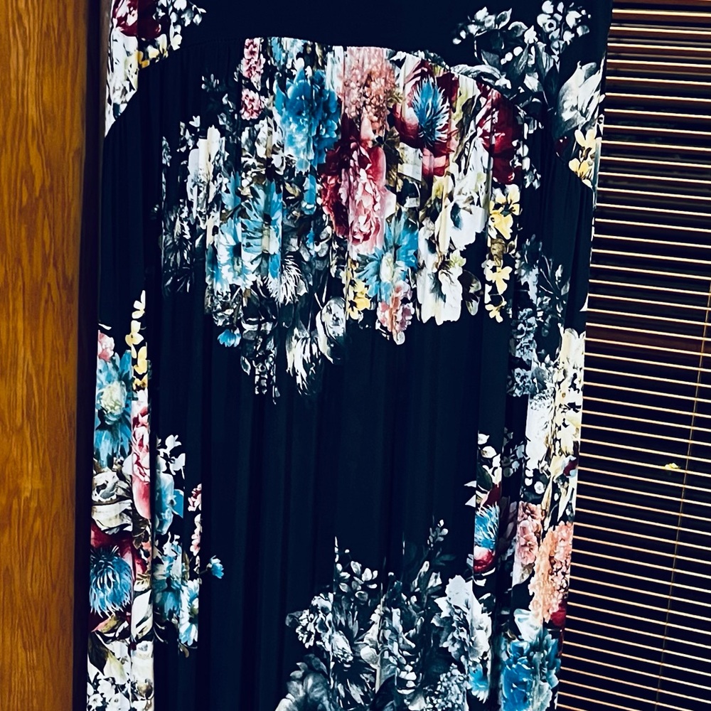 Beeson River Handcrafted Label black floral empire waist maxi dress